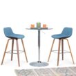 Simpli Home Medium Blue 26.4-in H Counter height Upholstered Wood Bar Stool 2 -Pack