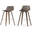 Simpli Home Distressed Grey 26.4-in H Counter height Upholstered Wood Bar Stool 2 -Pack