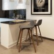 Simpli Home Distressed Grey 26.4-in H Counter height Upholstered Wood Bar Stool 2 -Pack
