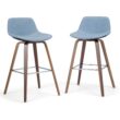 Simpli Home Denim Grey 30.4-in H Counter height Upholstered Wood Bar Stool 2 -Pack