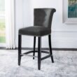 Safavieh Charcoal 25.7-in H Counter height Upholstered Wood Bar Stool