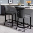 Safavieh Charcoal 25.7-in H Counter height Upholstered Wood Bar Stool