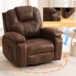 GZMR Oversized Swivel Accent Recliner Chair Brown Faux leather Upholstered Recliner with Lift Assistance