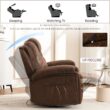GZMR Oversized Swivel Accent Recliner Chair Brown Faux leather Upholstered Recliner with Lift Assistance