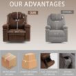 GZMR Oversized Swivel Accent Recliner Chair Brown Faux leather Upholstered Recliner with Lift Assistance
