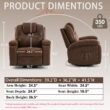 GZMR Oversized Swivel Accent Recliner Chair Brown Faux leather Upholstered Recliner with Lift Assistance