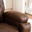 GZMR Oversized Swivel Accent Recliner Chair Brown Faux leather Upholstered Recliner with Lift Assistance