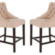 Safavieh Beige 41.0-in H Tall Upholstered Wood Bar Stool 2 -Pack
