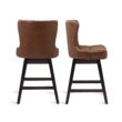 LUE BONA Dark Brown 26.0-in H Counter height Upholstered Swivel Wood Bar Stool 2 -Pack