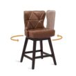 LUE BONA Dark Brown 26.0-in H Counter height Upholstered Swivel Wood Bar Stool 2 -Pack
