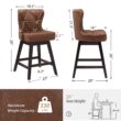 LUE BONA Dark Brown 26.0-in H Counter height Upholstered Swivel Wood Bar Stool 2 -Pack