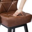 LUE BONA Dark Brown 26.0-in H Counter height Upholstered Swivel Wood Bar Stool 2 -Pack