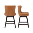LUE BONA Whiskey Brown 26.0-in H Counter height Upholstered Swivel Wood Bar Stool 2 -Pack
