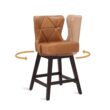 LUE BONA Whiskey Brown 26.0-in H Counter height Upholstered Swivel Wood Bar Stool 2 -Pack