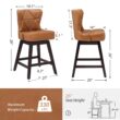 LUE BONA Whiskey Brown 26.0-in H Counter height Upholstered Swivel Wood Bar Stool 2 -Pack