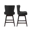 LUE BONA Black 26.0-in H Counter height Upholstered Swivel Wood Bar Stool 2 -Pack