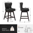LUE BONA Black 26.0-in H Counter height Upholstered Swivel Wood Bar Stool 2 -Pack