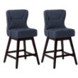 LUE BONA Navy Blue 26.0-in H Counter height Upholstered Swivel Wood Bar Stool 2 -Pack