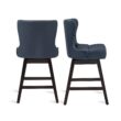 LUE BONA Navy Blue 26.0-in H Counter height Upholstered Swivel Wood Bar Stool 2 -Pack