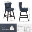 LUE BONA Navy Blue 26.0-in H Counter height Upholstered Swivel Wood Bar Stool 2 -Pack