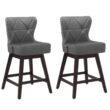 LUE BONA Dark Gray 26.0-in H Counter height Upholstered Swivel Wood Bar Stool 2 -Pack