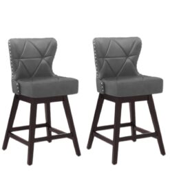 LUE BONA Dark Gray 26.0-in H Counter height Upholstered Swivel Wood Bar Stool 2 -Pack