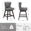 LUE BONA Dark Gray 26.0-in H Counter height Upholstered Swivel Wood Bar Stool 2 -Pack