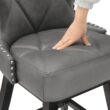 LUE BONA Dark Gray 26.0-in H Counter height Upholstered Swivel Wood Bar Stool 2 -Pack