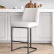Manhattan Comfort White 26.37-in H Counter height Upholstered Metal Bar Stool
