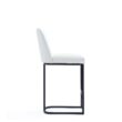 Manhattan Comfort White 26.37-in H Counter height Upholstered Metal Bar Stool
