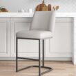 Manhattan Comfort Light Grey 26.37-in H Counter height Upholstered Metal Bar Stool