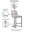 Manhattan Comfort Light Grey 26.37-in H Counter height Upholstered Metal Bar Stool