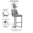 Manhattan Comfort Grey 26.37-in H Counter height Upholstered Metal Bar Stool
