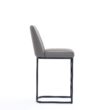 Manhattan Comfort Grey 26.37-in H Counter height Upholstered Metal Bar Stool
