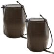FCMP Outdoor 50-Gallon Brown Plastic Rain Barrel Spigot