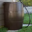 FCMP Outdoor 50-Gallon Brown Plastic Rain Barrel Spigot