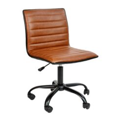 Flash Furniture Alan Brown Vinyl/Black Frame Contemporary Adjustable Height Swivel Vinyl Desk Chair