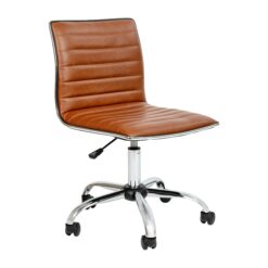 Flash Furniture Alan Brown Vinyl/Chrome Frame Contemporary Adjustable Height Swivel Vinyl Desk Chair