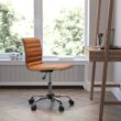Flash Furniture Alan Brown Vinyl/Chrome Frame Contemporary Adjustable Height Swivel Vinyl Desk Chair