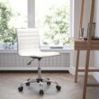 Flash Furniture Alan White Vinyl/Chrome Frame Contemporary Adjustable Height Swivel Vinyl Task Chair