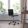Flash Furniture Alan Black Vinyl/Chrome Frame Contemporary Adjustable Height Swivel Vinyl Task Chair
