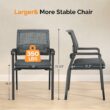Winado Black Metal Frame Breathable Mesh Back Stackable Chair with Cushion(Set of 2)