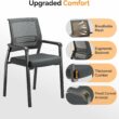 Winado Black Metal Frame Breathable Mesh Back Stackable Chair with Cushion(Set of 2)