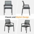 Winado Black Metal Frame Breathable Mesh Back Stackable Chair with Cushion(Set of 2)