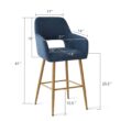 Maison Boucle Set of 2 Blue Counter Stools Counter Height Linen Upholstered with Back and Armrest for Kitchen