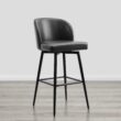 Circle 55 Black 30-in H Bar height Upholstered Swivel Metal Bar Stool 2 -Pack