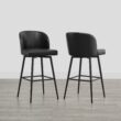 Circle 55 Black 30-in H Bar height Upholstered Swivel Metal Bar Stool 2 -Pack