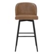 Circle 55 Saddle Brown 30-in H Bar height Upholstered Swivel Metal Bar Stool 2 -Pack