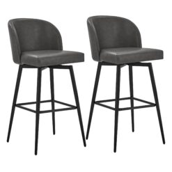 Circle 55 Gray 30-in H Bar height Upholstered Swivel Metal Bar Stool 2 -Pack