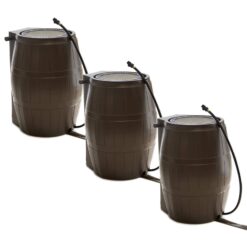 FCMP Outdoor 50-Gallon Brown Plastic Rain Barrel Spigot